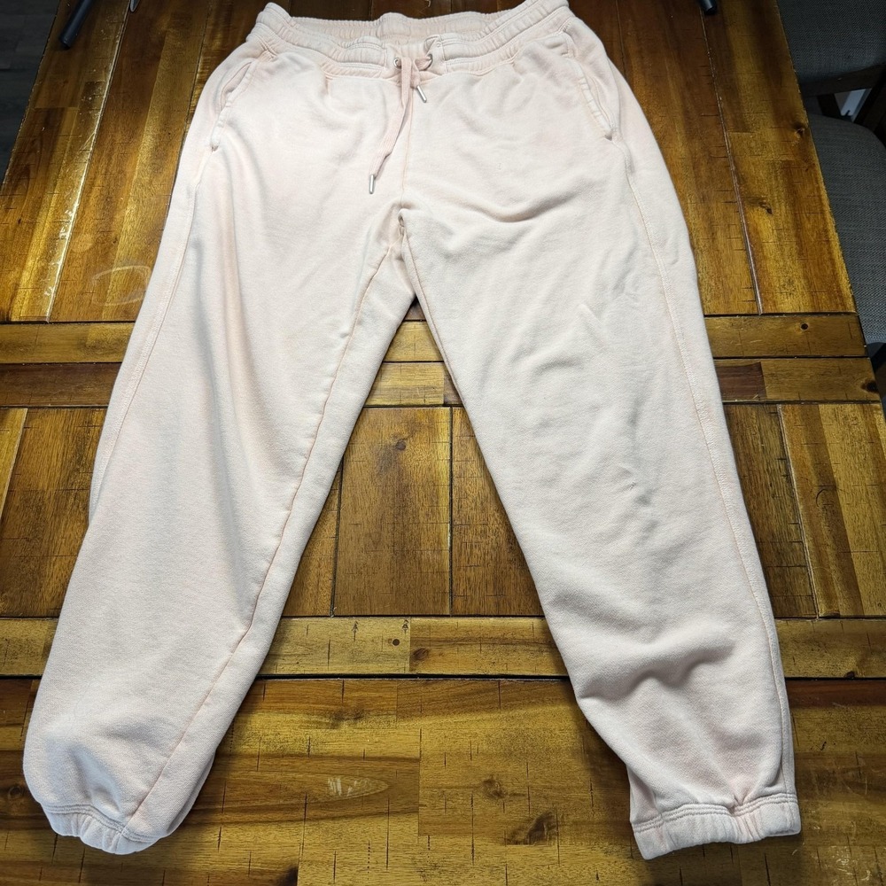 Aerie Sweatpants Womens Medium Pink Fleece Tapered Elastic Waist Pockets Lounge